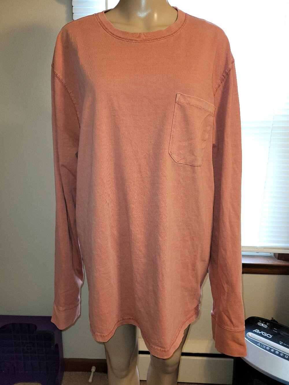 Goodfellow & Co. Men's Long-Sleeve Pocket Tee in Dusty Coral. XXL